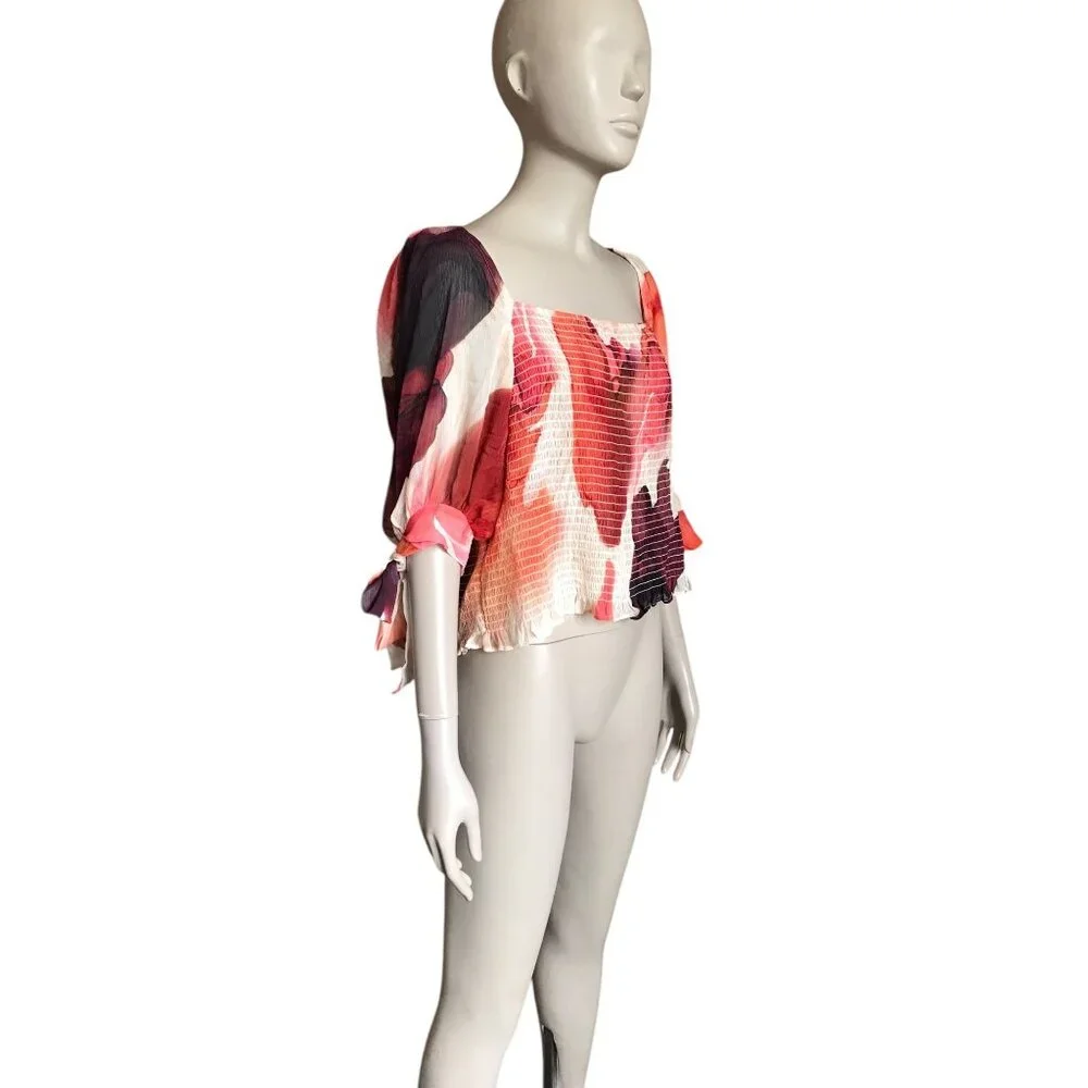 NWT Express Beige, Red and Purple 3/4 Sleeve Top - Picture 3 of 5